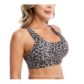 High Quality Plus Size Women Workout Sets Back Cross Strappy Two Piece Sports Bra Set Breathable Leopard Yoga Set